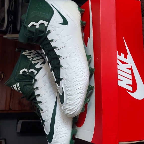 Mens Force Savage pro td cleet. Nike size 15 white/green - Picture 1 of 6